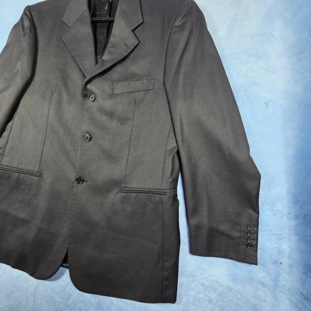 Mino Lombardi Mens Silk Wool Blazer Jacket Gray Tessilstrona Italy 3 Button 42R